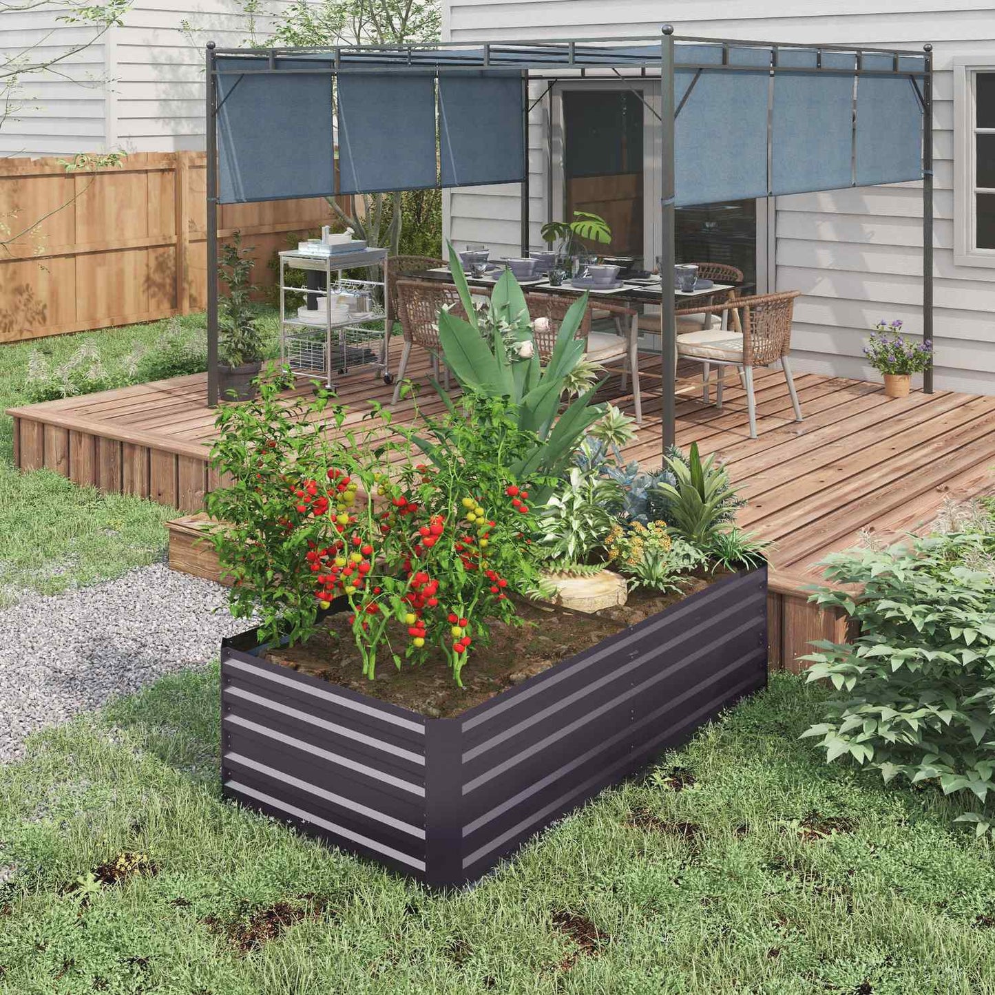Steel garden bed - 180x90x60 cm for vegetables & flowers