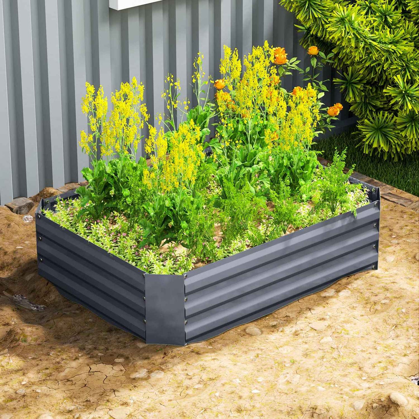 Steel garden bed 120x90x30 cm - Stackable & durable