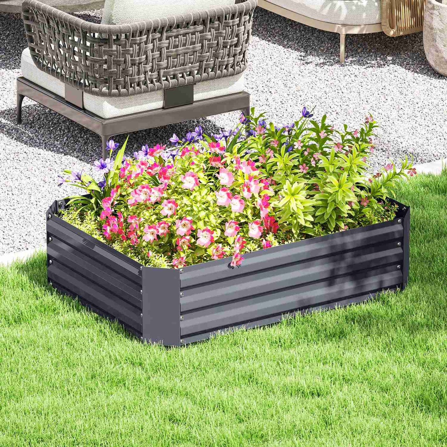Steel garden bed 120x90x30 cm - Stackable & durable
