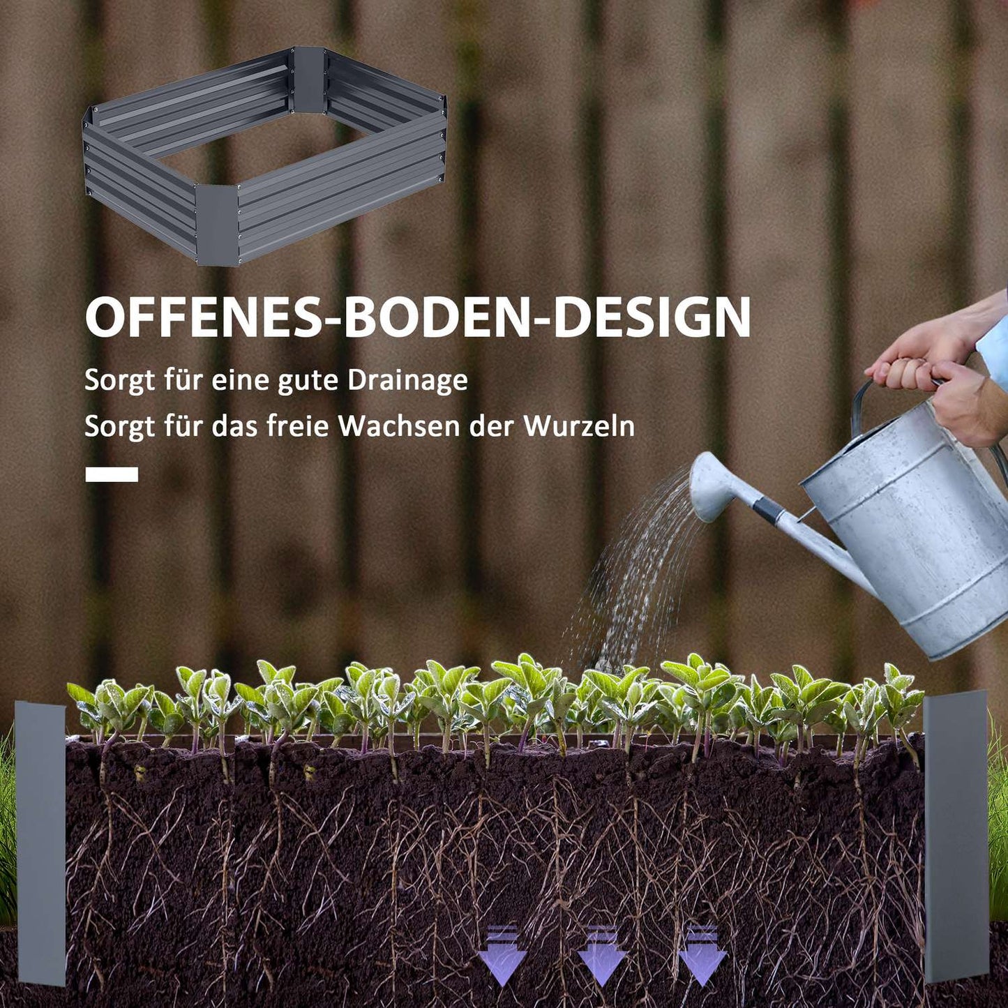 Steel garden bed 120x90x30 cm - Stackable & durable