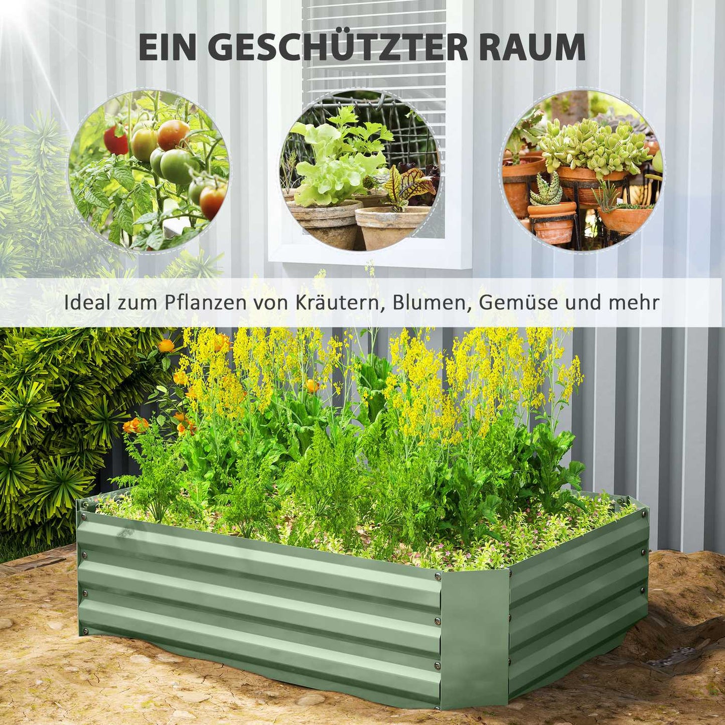 Steel garden bed, stackable, 120x90x30 cm