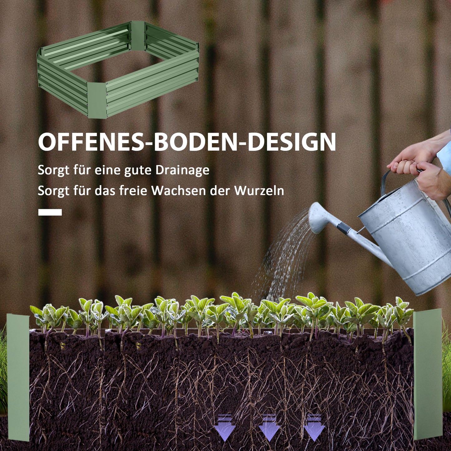 Steel garden bed, stackable, 120x90x30 cm