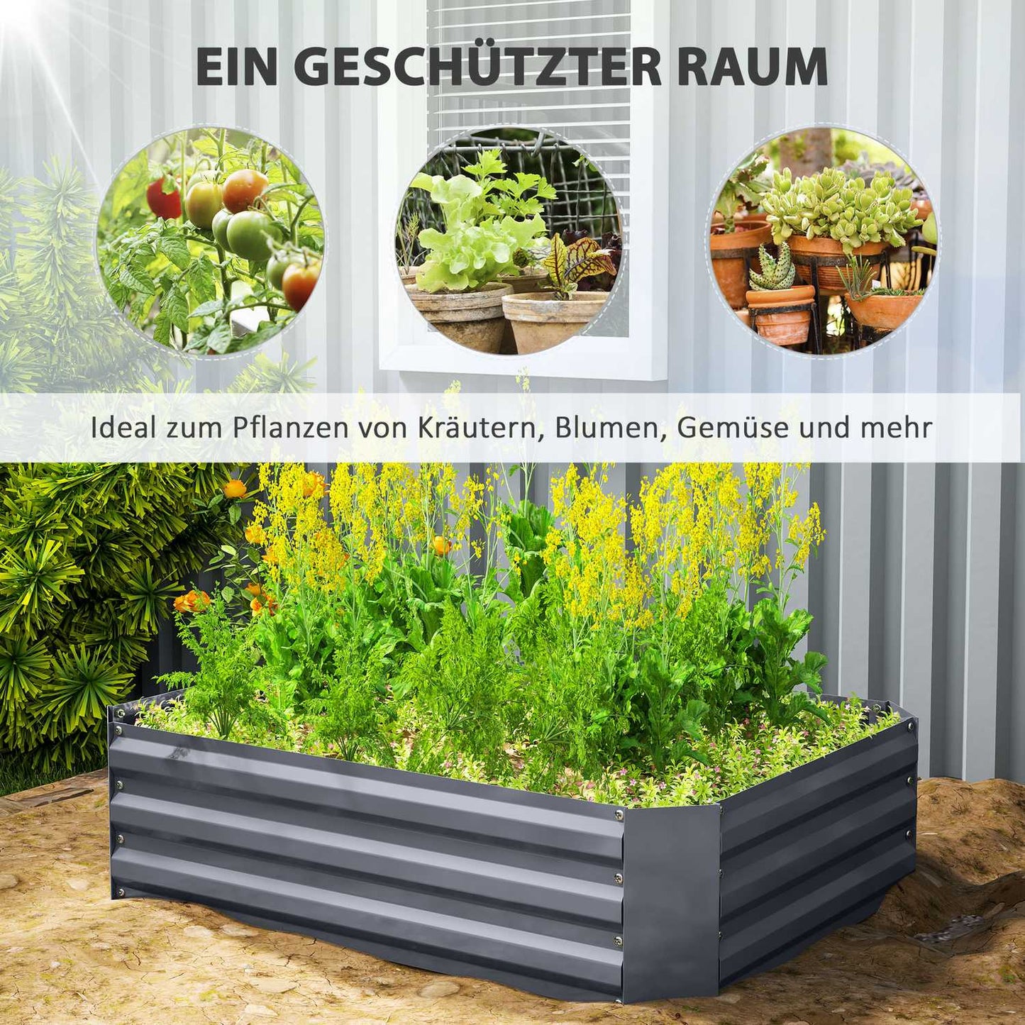 Steel garden bed 120x90x30 cm - Stackable & durable