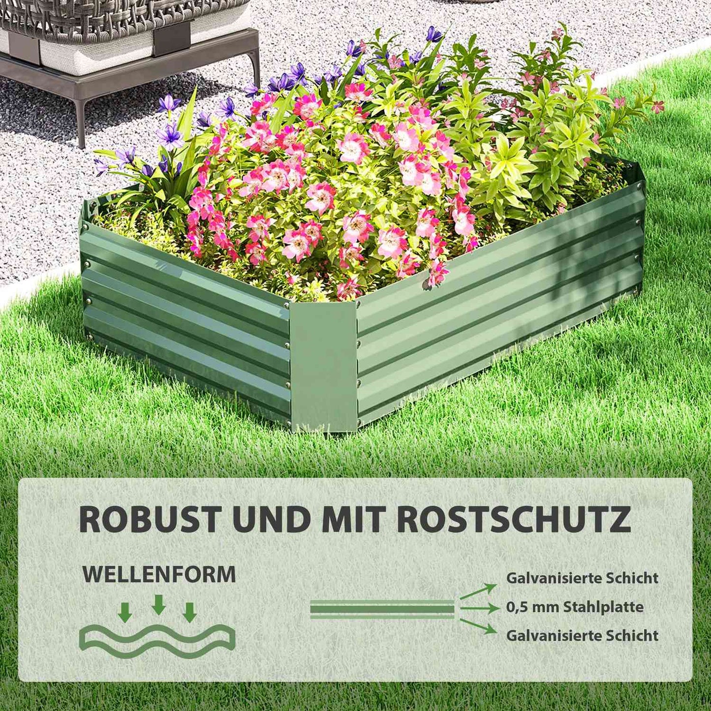 Steel garden bed, stackable, 120x90x30 cm