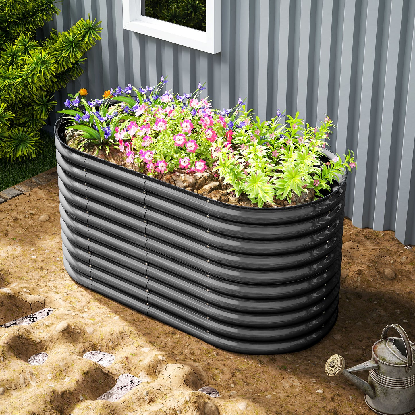Steel garden bed - 160x80x80 cm, stackable planting