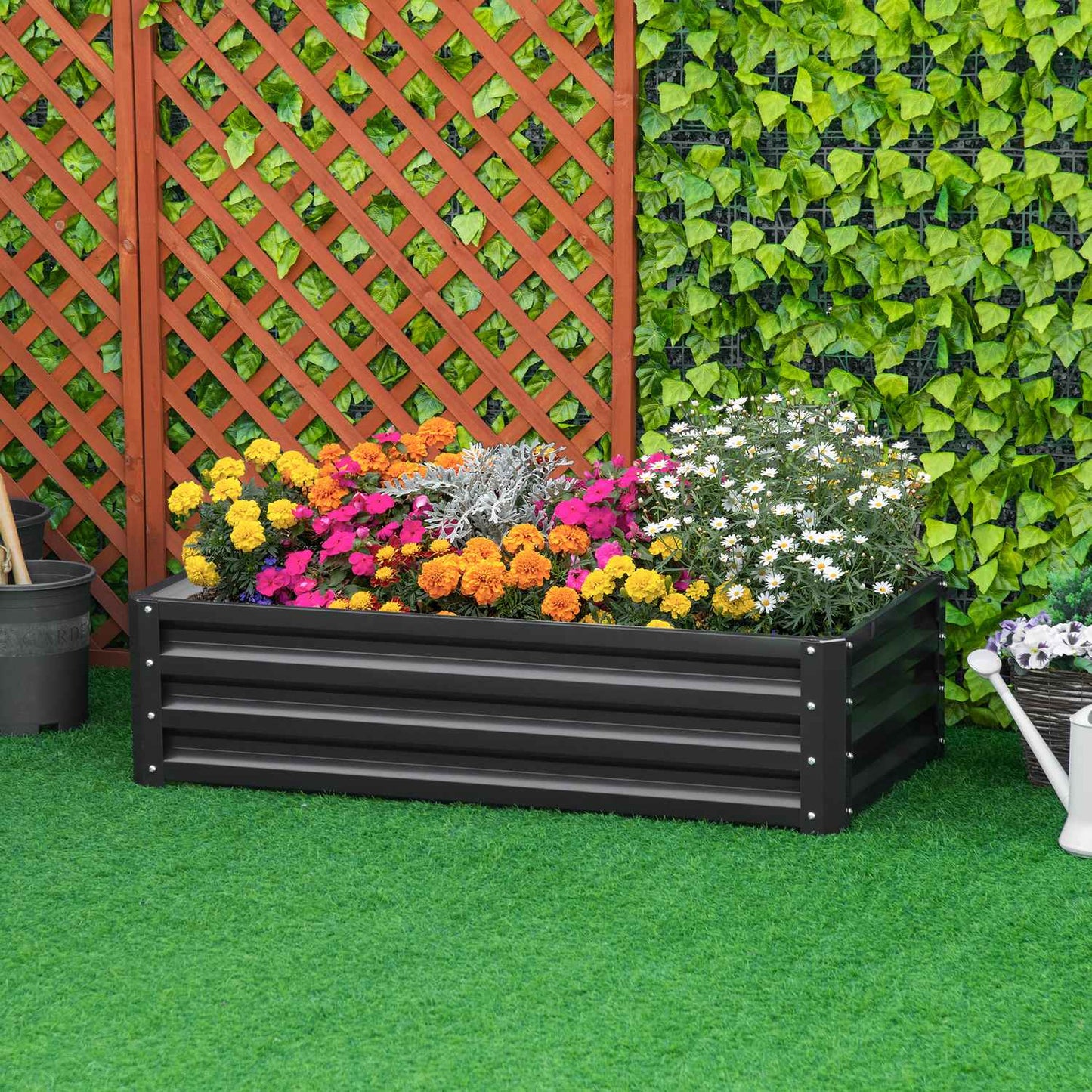 Steel garden bed, Rustproof, 120x60x30.5 cm, Grey
