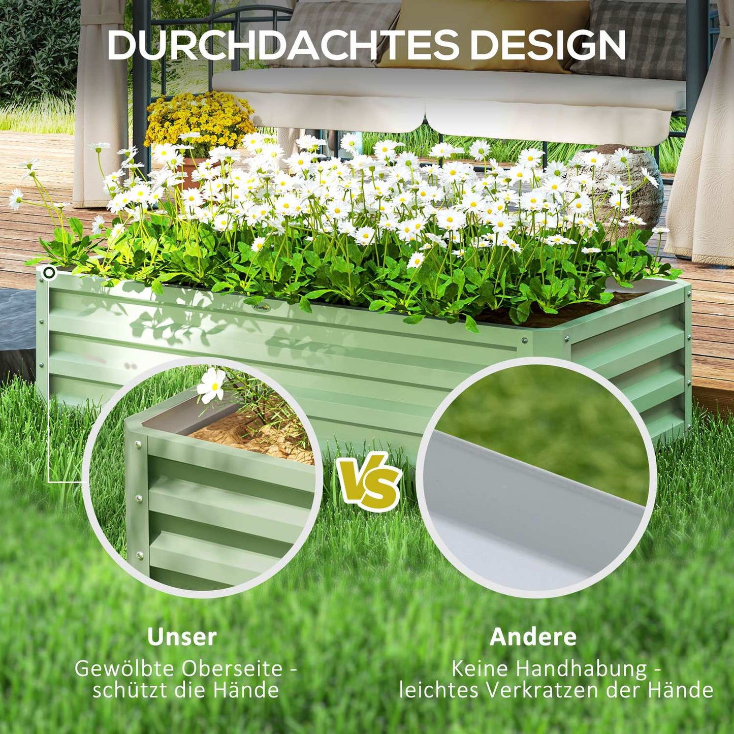 Steel garden bed, weatherproof, 120 x 60 x 30.5 cm