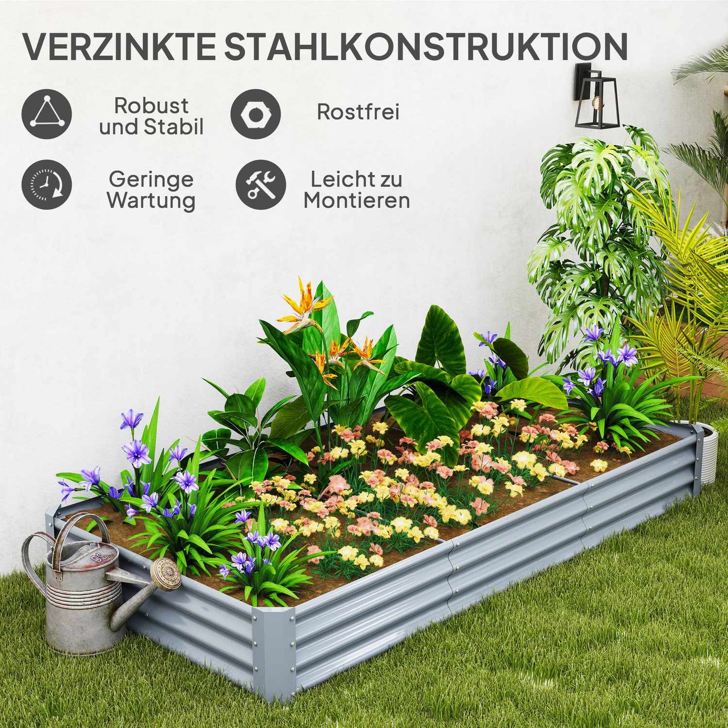 Garden bed in steel - Rust-resistant, 240x120x30 cm