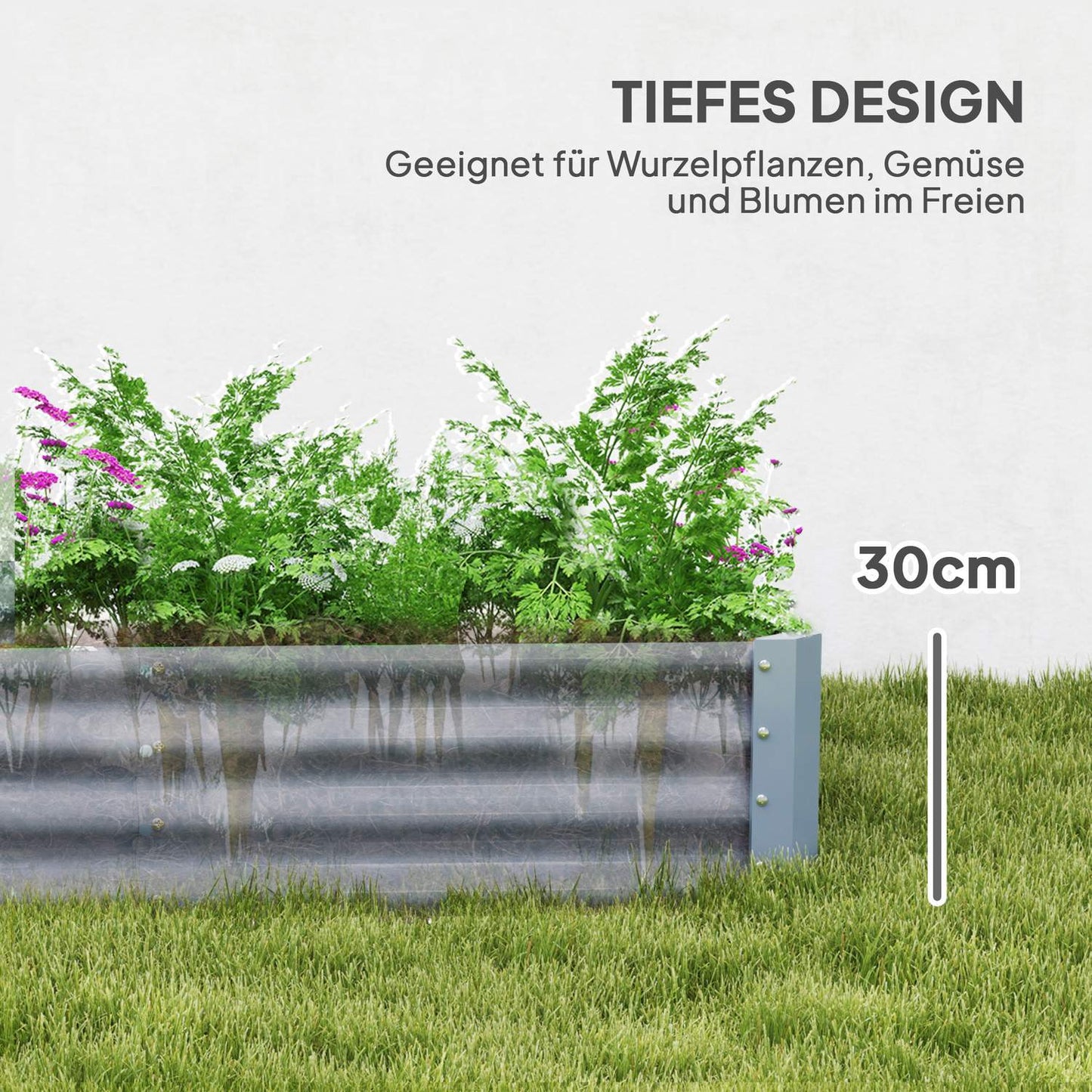 Garden bed in steel - Rust-resistant, 240x120x30 cm