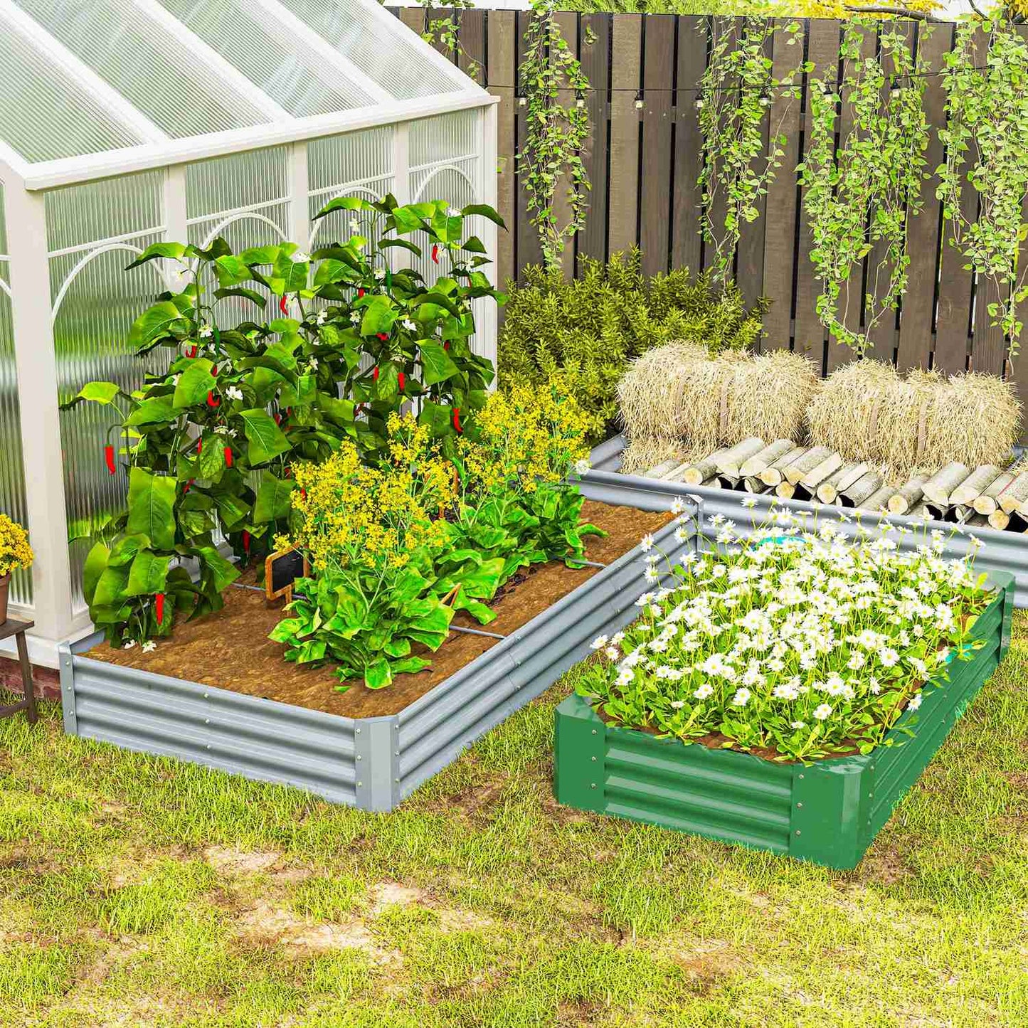 Garden bed in steel - Rust-resistant, 240x120x30 cm