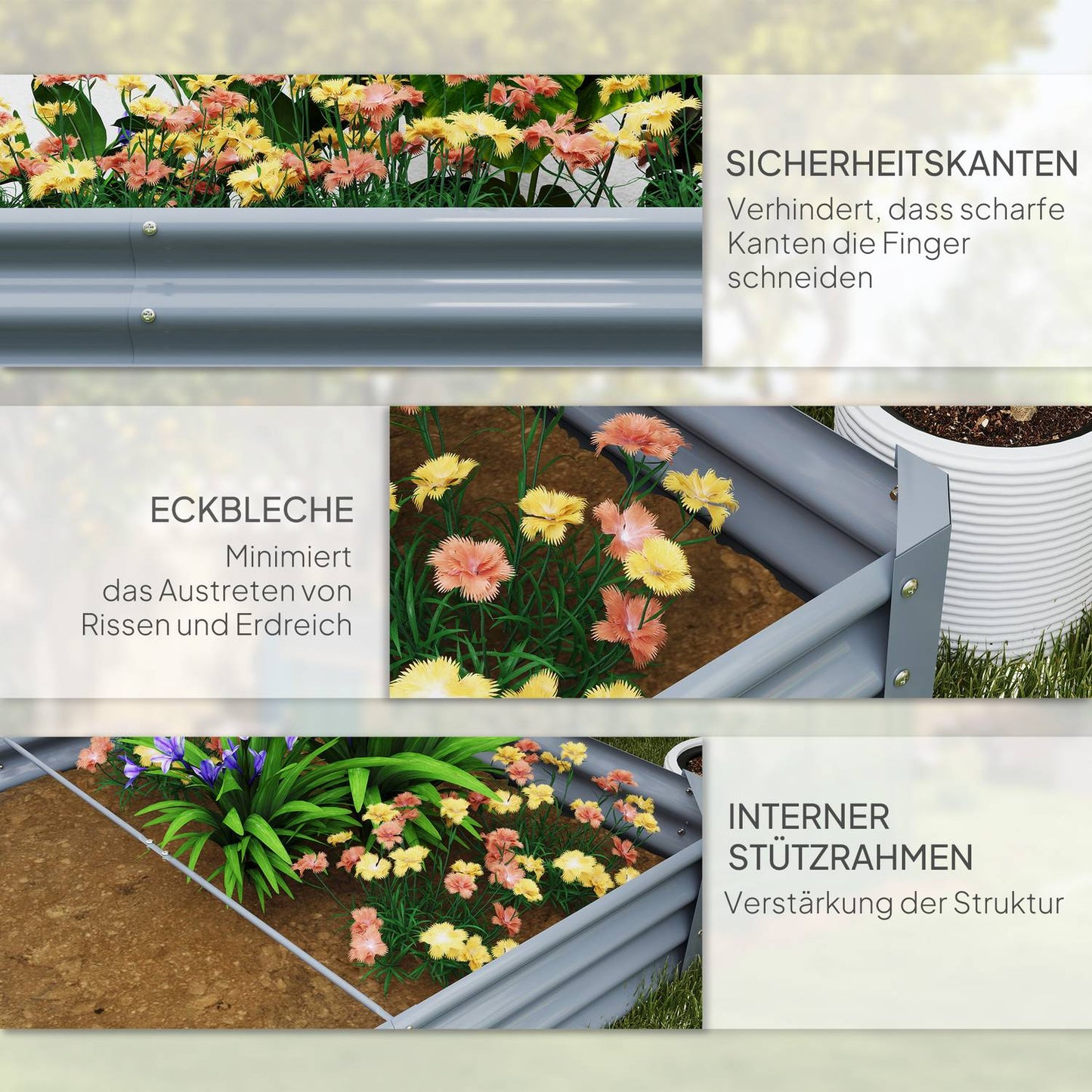 Garden bed in steel - Rust-resistant, 240x120x30 cm