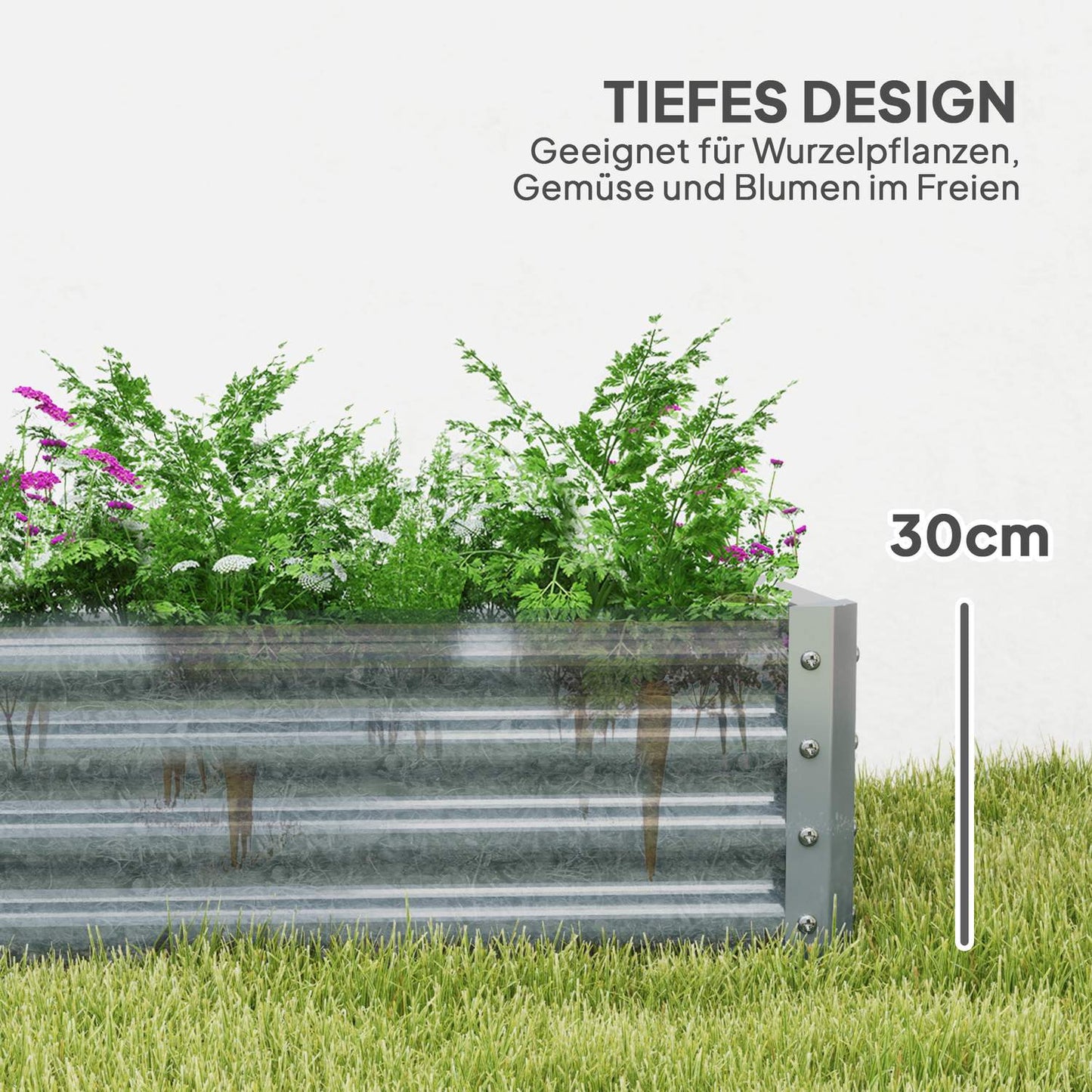 Steel garden bed - rustproof, weatherproof, 180x90x30 cm