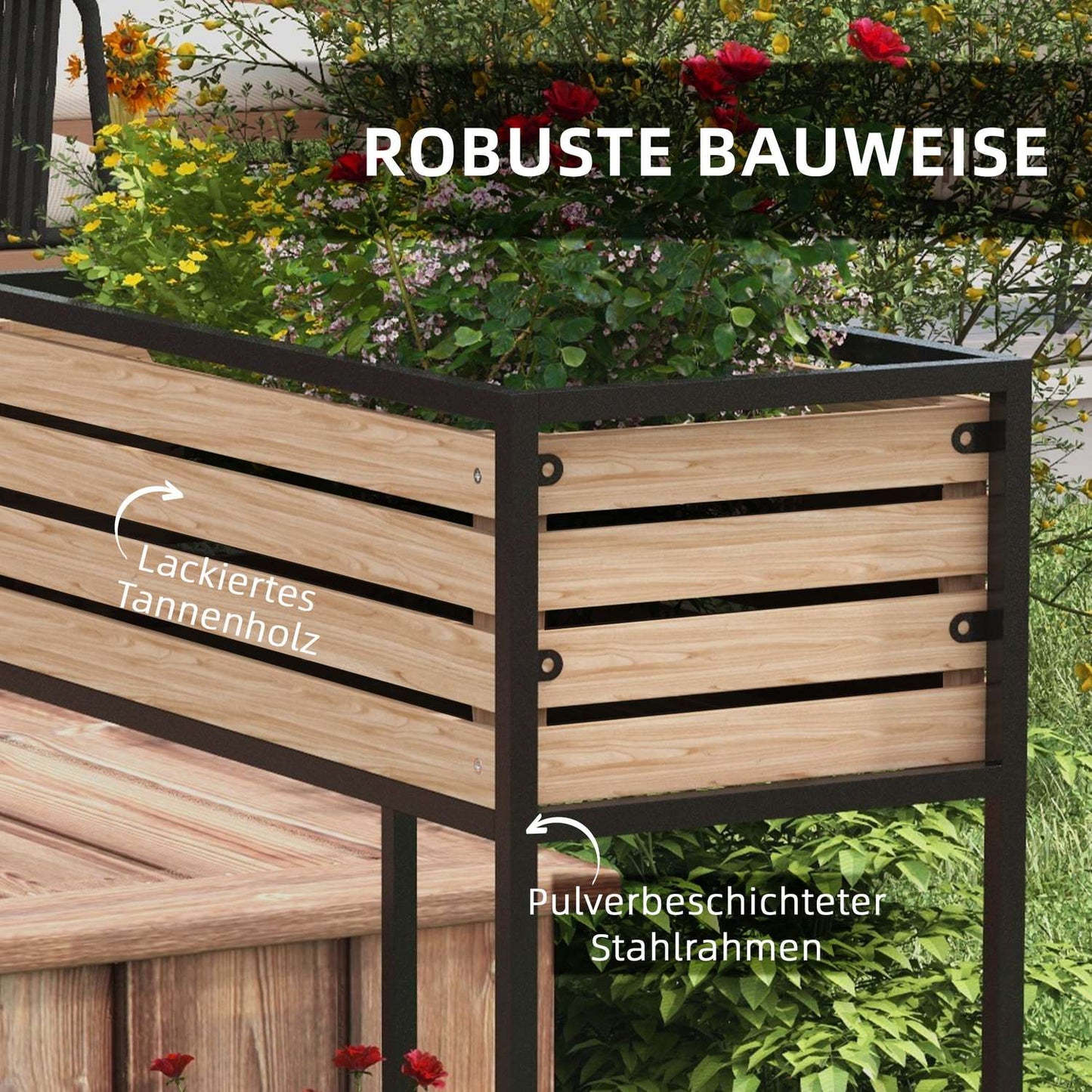 Garden raised bed with shelf, 2-level 83x39x100 cm