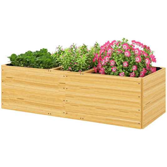 Garden bed with 3 planting zones, 140x60x40cm