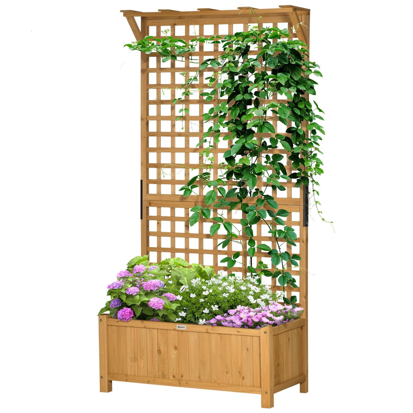 Wooden garden pots with trellis, 90x45x183 cm