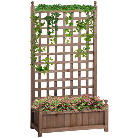 Wooden planter box with trellis, 64x28x120cm