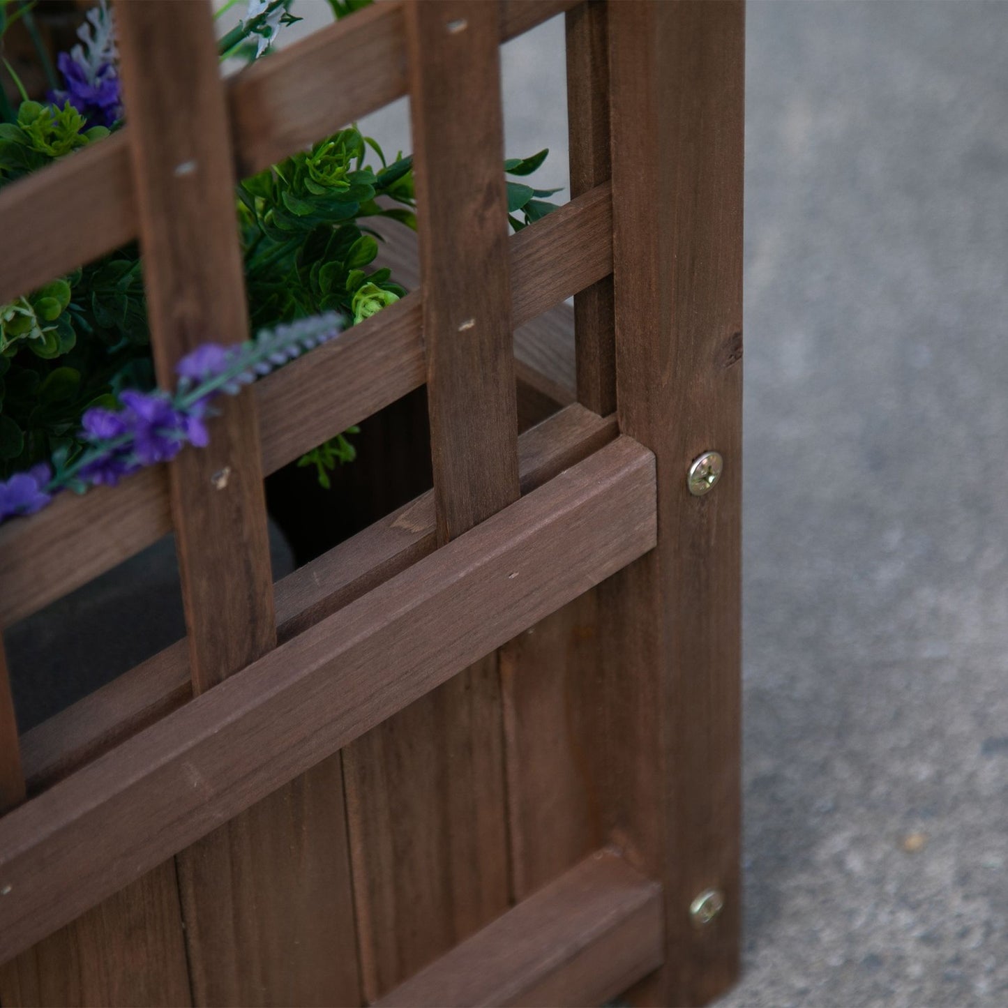 Wooden planter box with trellis, 64x28x120cm