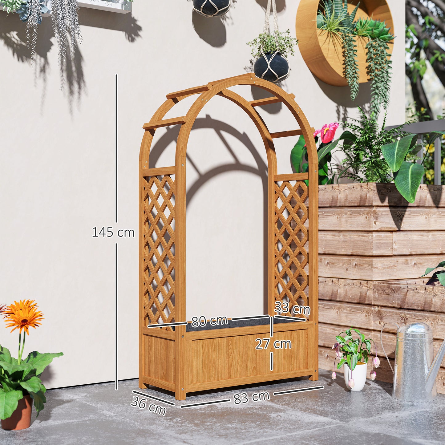Garden pot with trellis for climbing plants