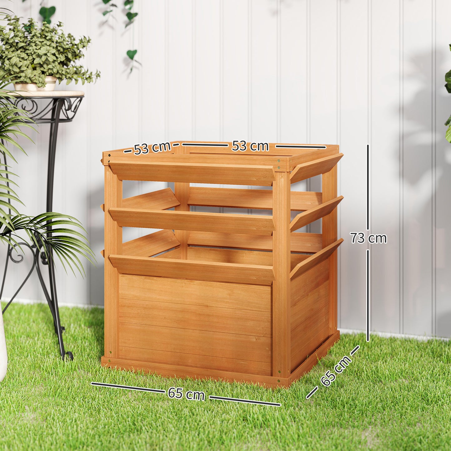 Raised Garden Bed with Trellis, Spruce Wood, 65x65x73 cm