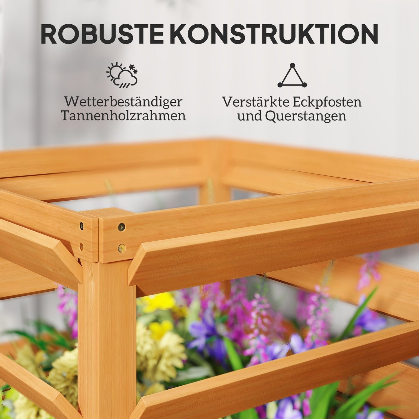 Raised Garden Bed with Trellis, Spruce Wood, 65x65x73 cm