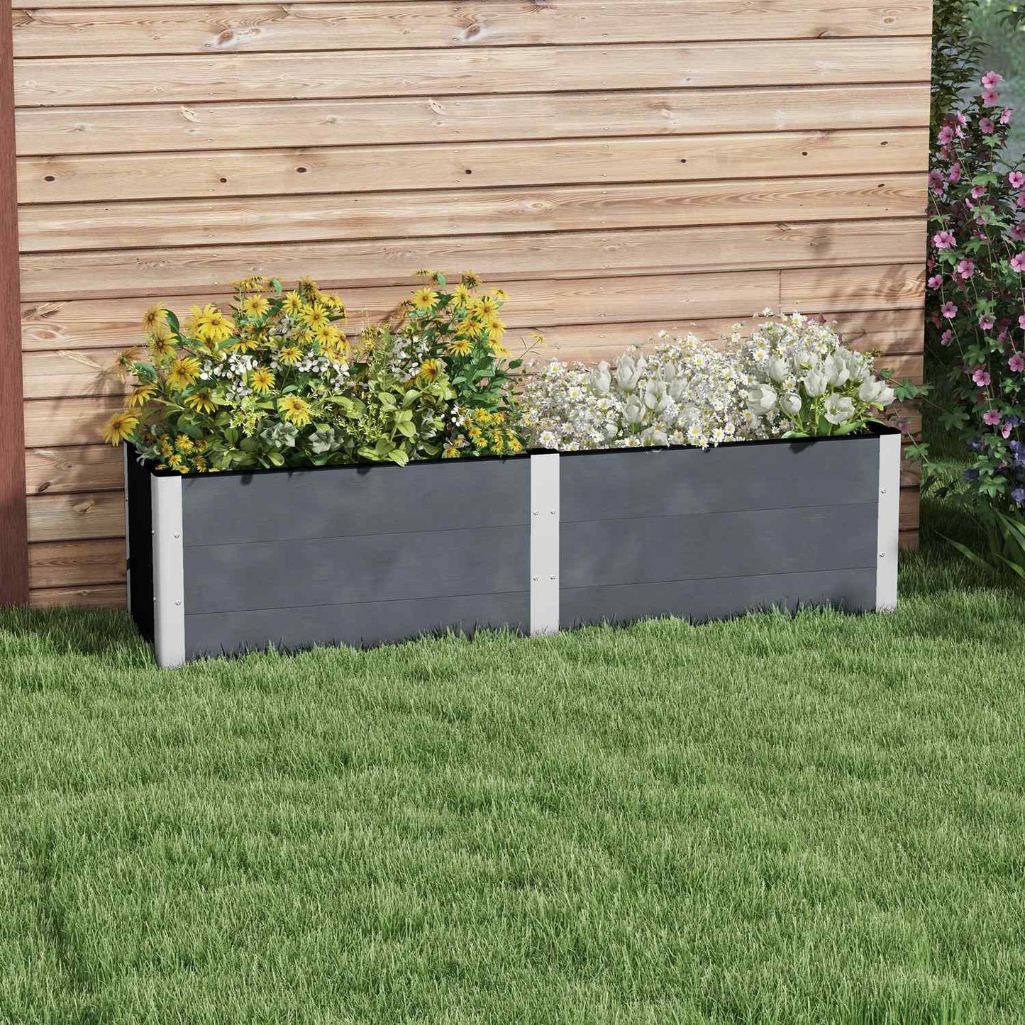 Raised garden bed 200x50x56cm for vegetables & herbs