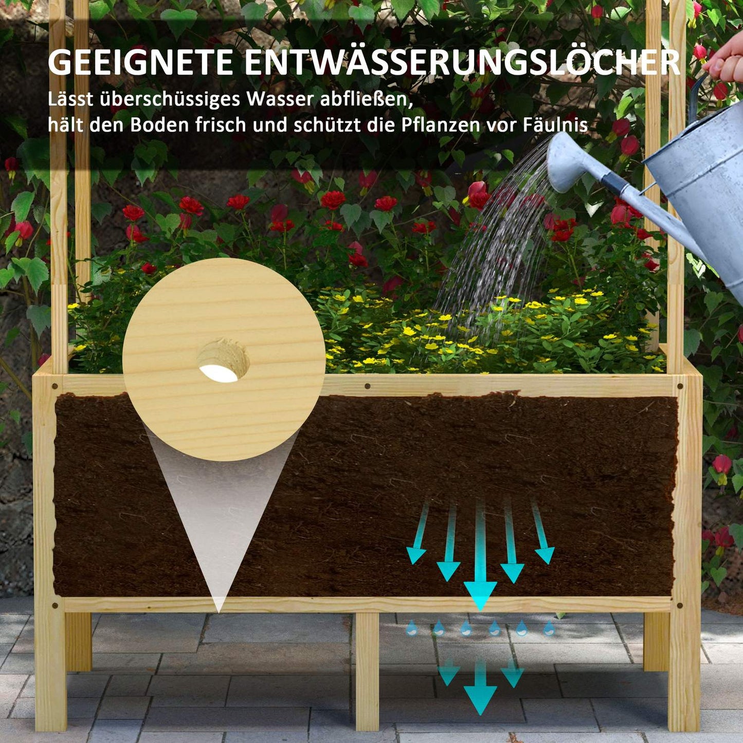 Wood Raised bed Cold frame with cover, 110x60x152 cm