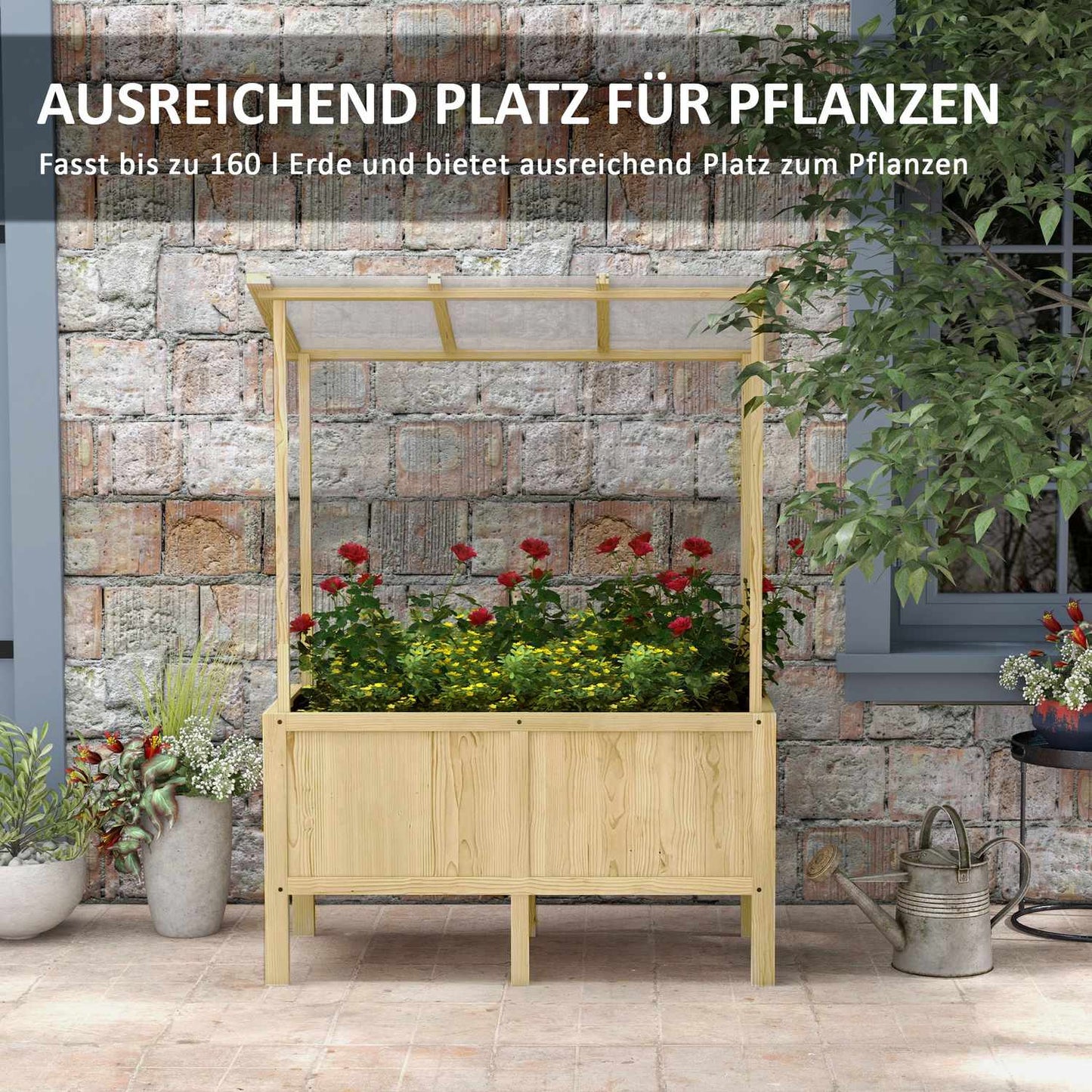Wood Raised bed Cold frame with cover, 110x60x152 cm