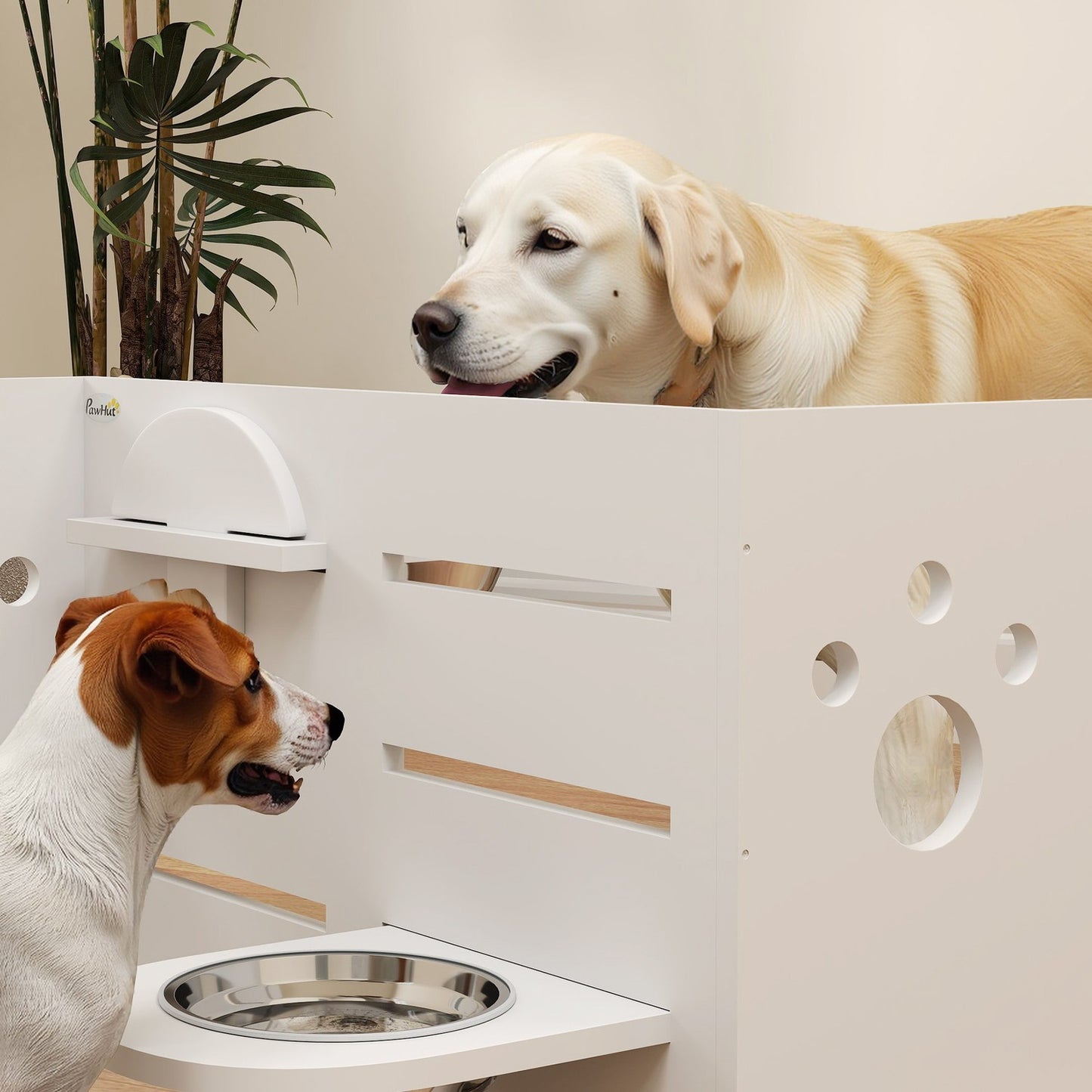 Adjustable raised dog bowl, 3 heights and anti-slip mat