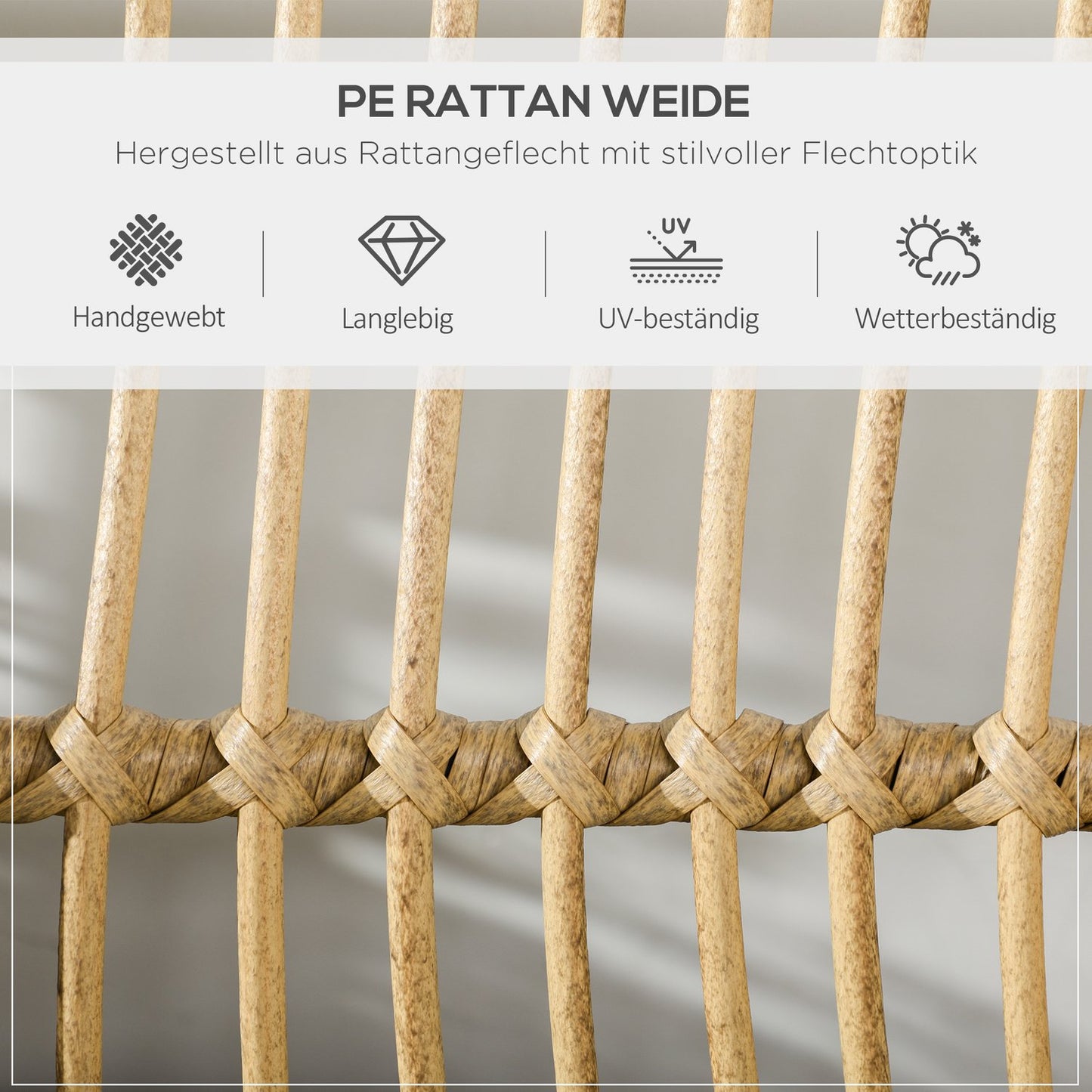 Wicker garden chair with cushion, adjustable footrest, 65x70x66 cm