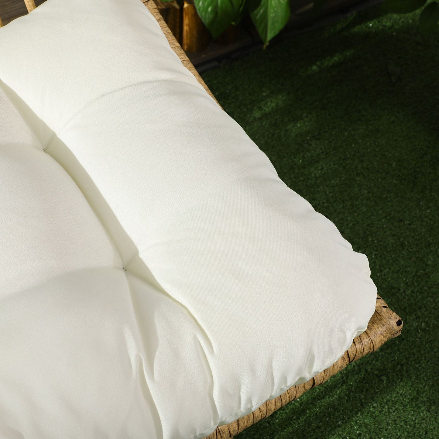 Wicker garden chair with cushion, adjustable footrest, 65x70x66 cm