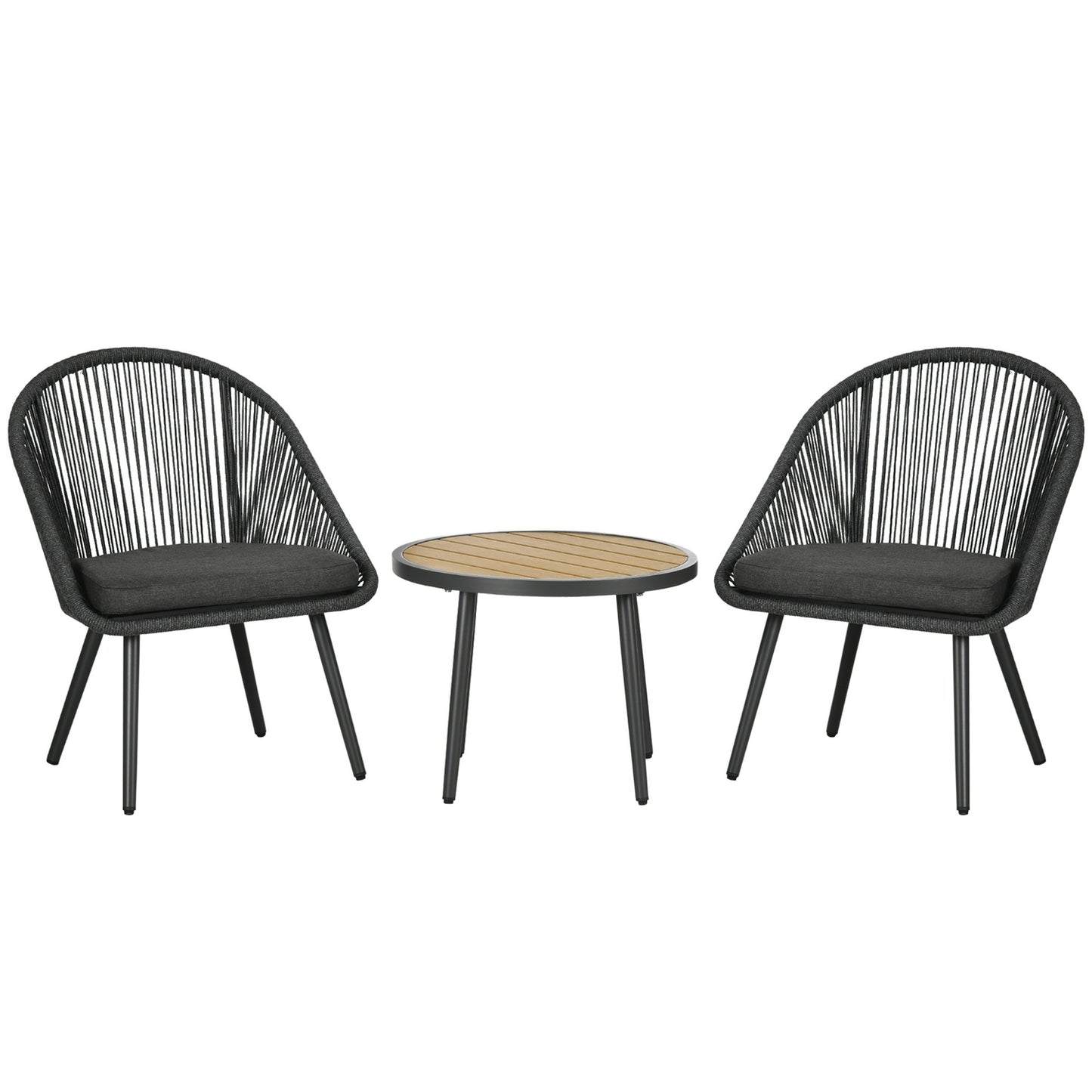 Rattan garden seat for 2 with cushions, dark grey