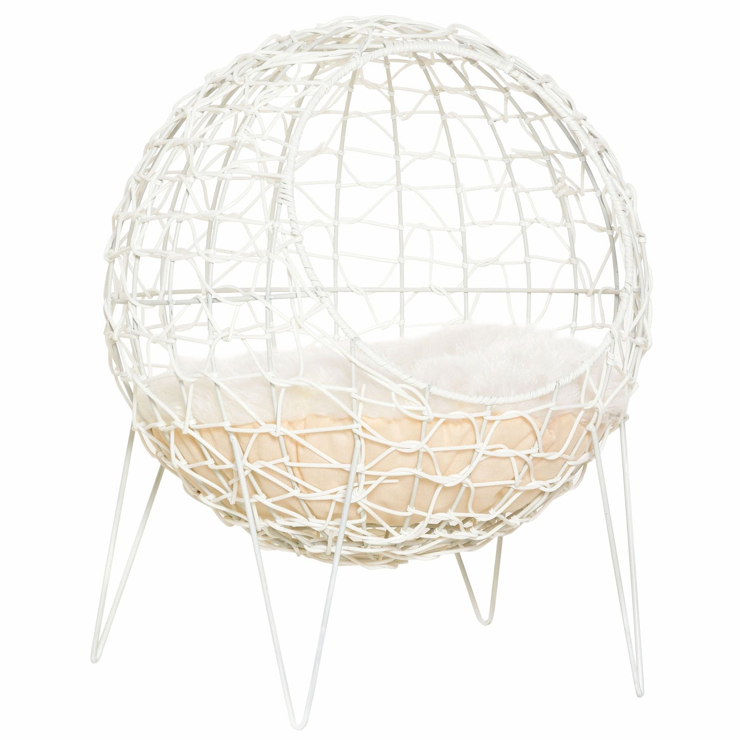 Root size cave with cushion, raised design, cream colored Ø45x57 Cm