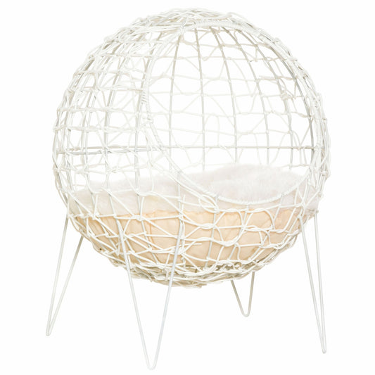 Root size cave with cushion, raised design, cream colored Ø45x57 Cm