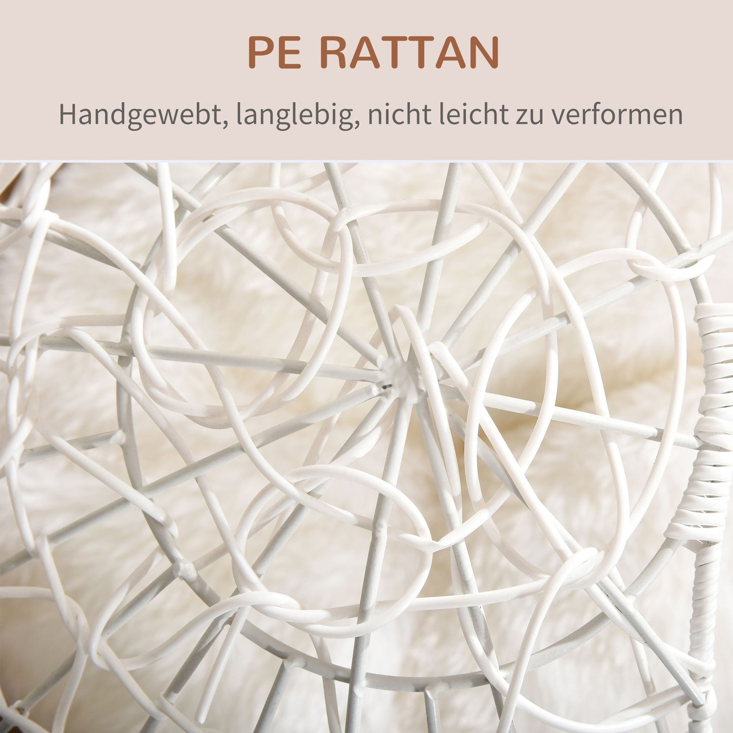 Root size cave with cushion, raised design, cream colored Ø45x57 Cm