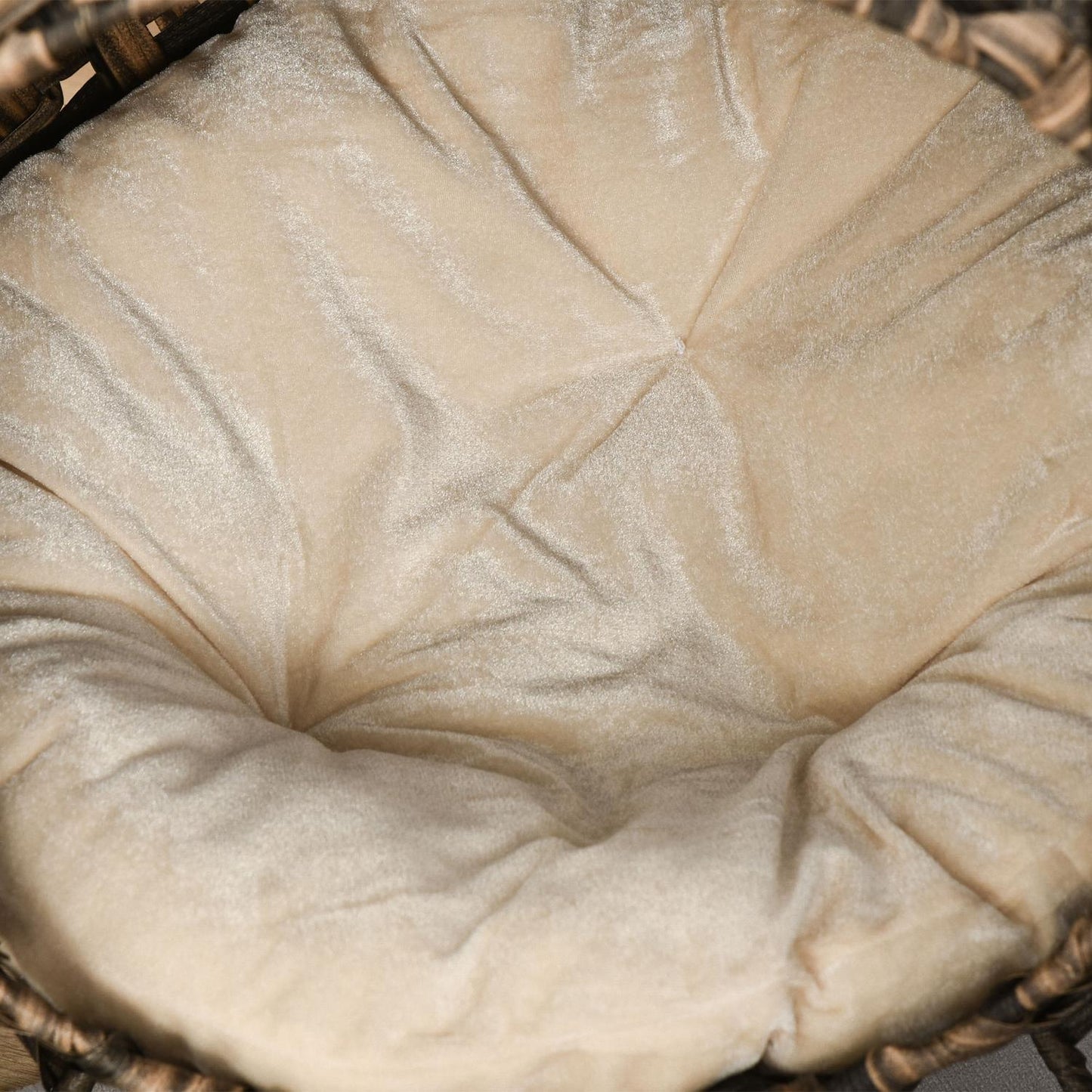 Rattan Cat Bed, raised design with pillow, brown Ø52cm