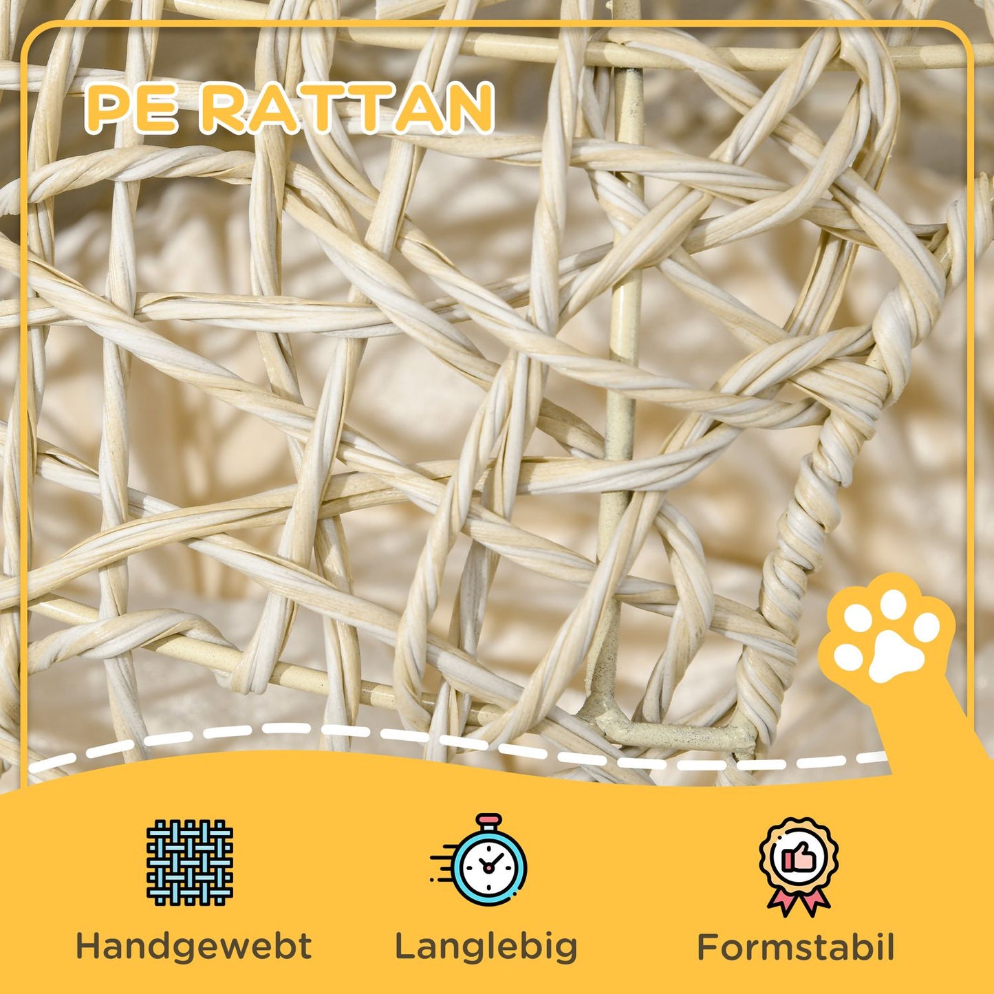 Rattan cave house with pillows, two-story house, beige