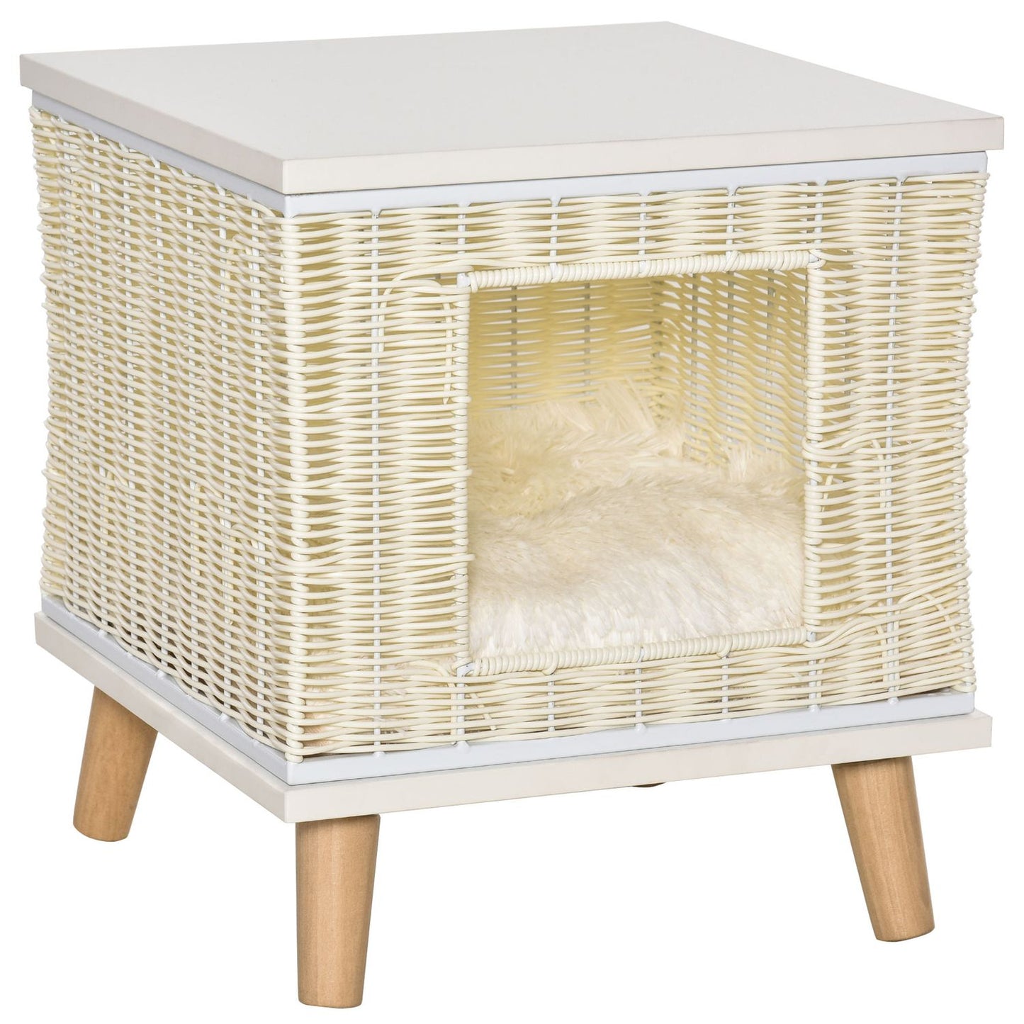 Rattan cave with pillow - natural, beige, white