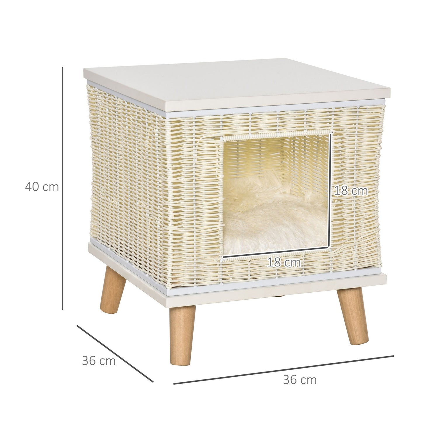 Rattan cave with pillow - natural, beige, white