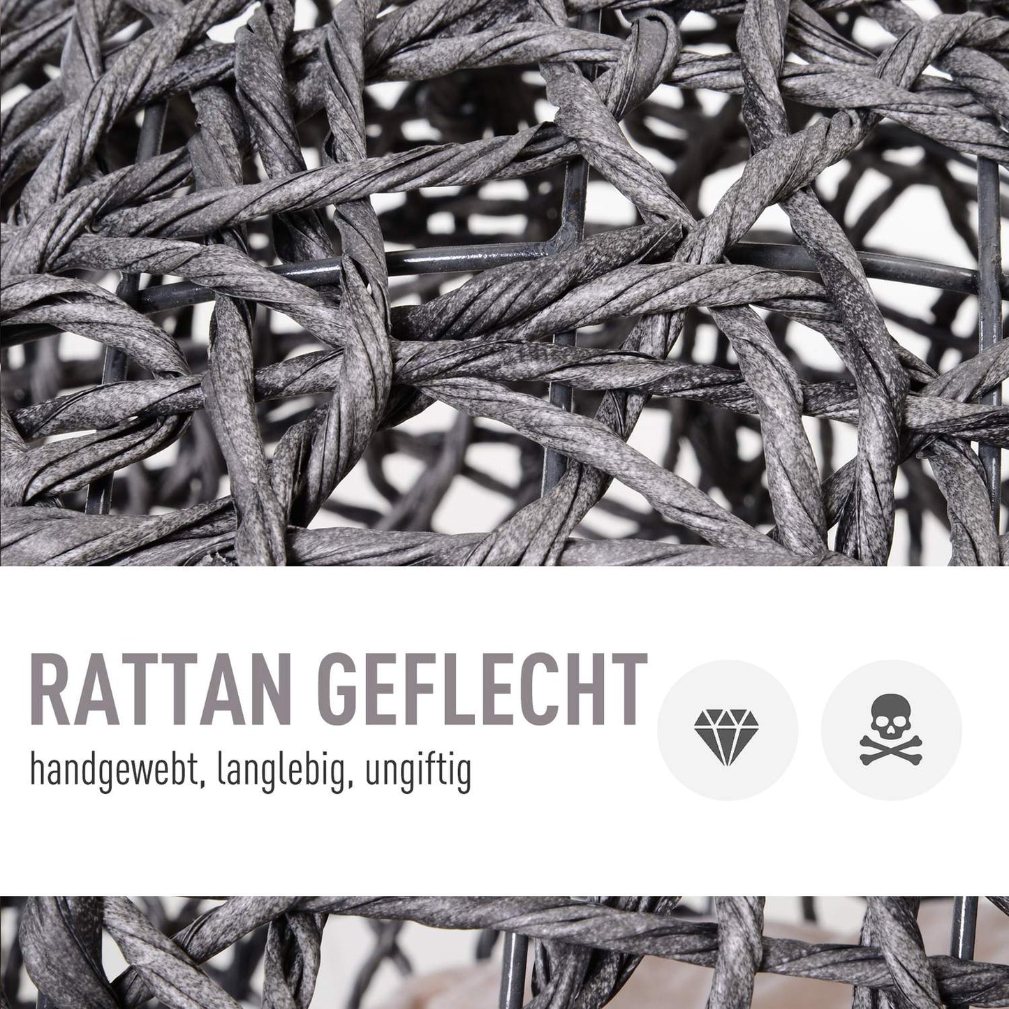 Rattan cage with cushions, raised, silver gray 52x58 cm