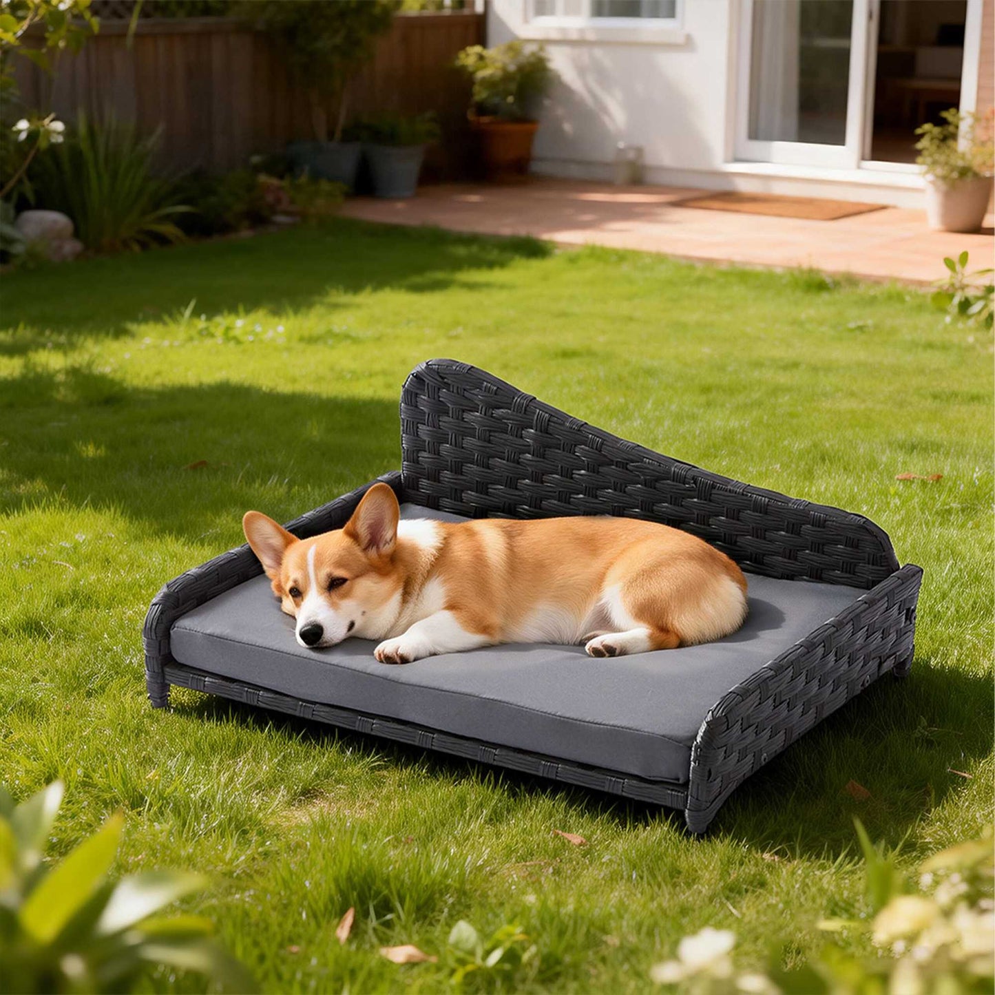 Rattan Dog Bed with Cushion – Indoor/Outdoor Use