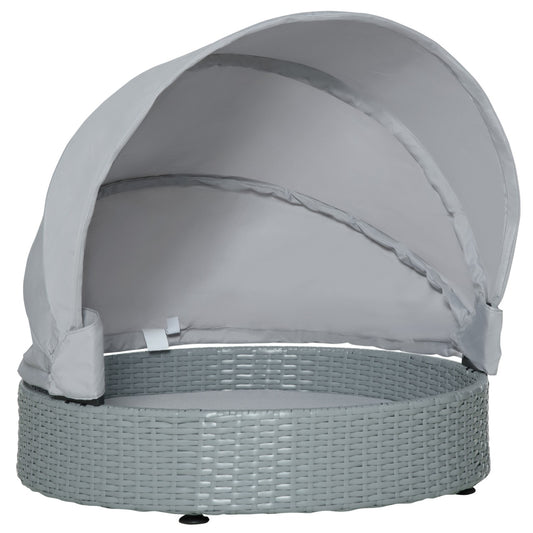 Outdoor rattan dog house with Cushion - Grey, 76x76x60 cm
