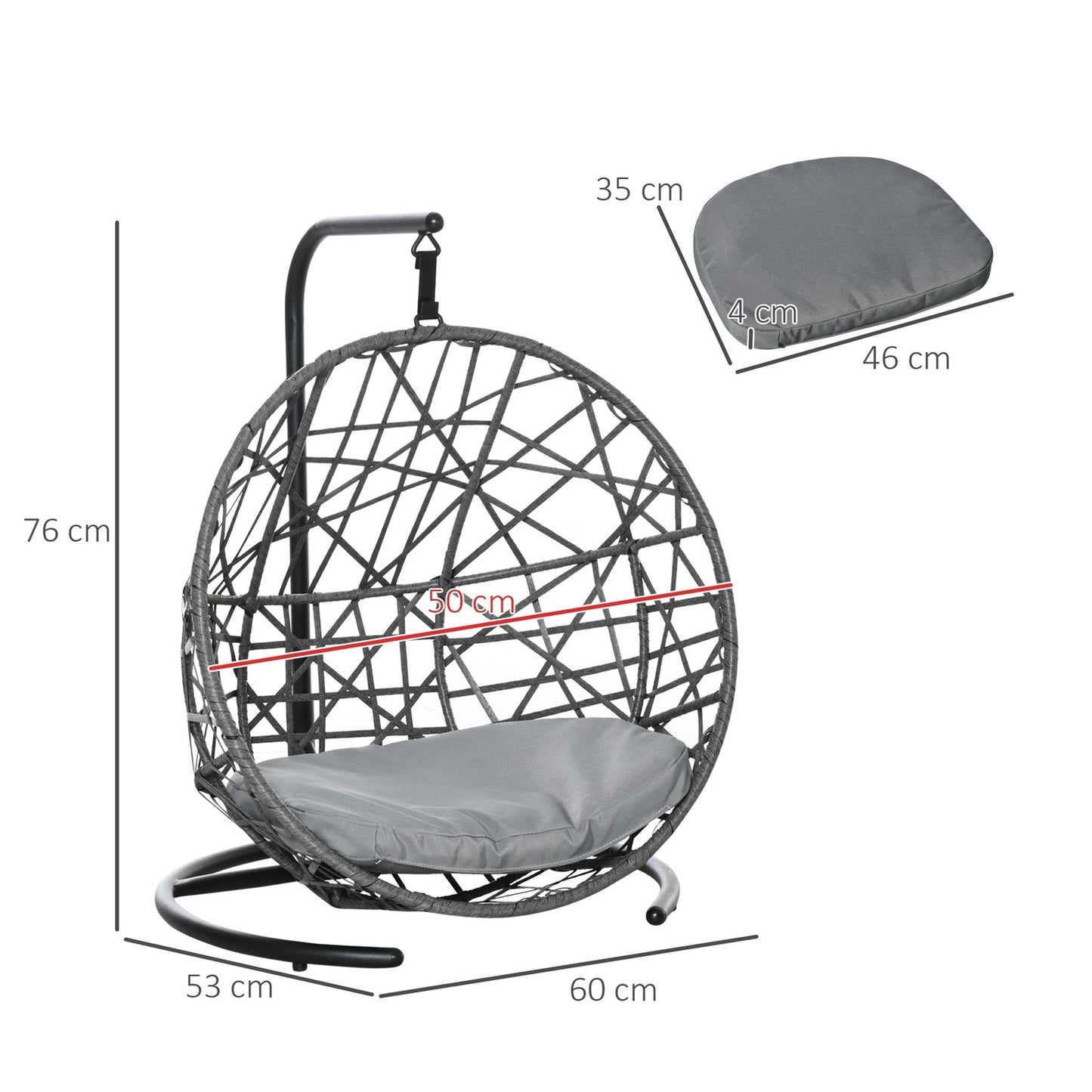 Rattan dog kennel & cat house, outdoor cushion, gray