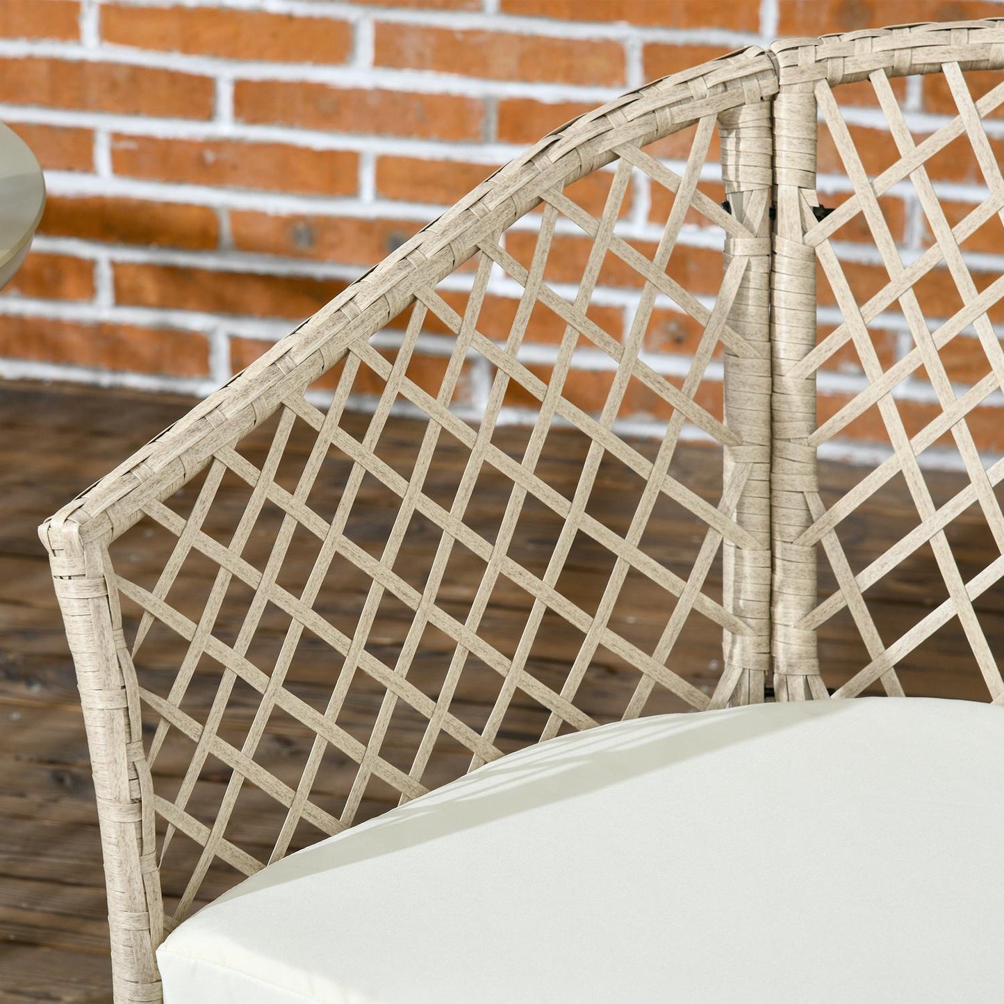 Rattan garden furniture - 3-piece balcony set, Khaki cushions