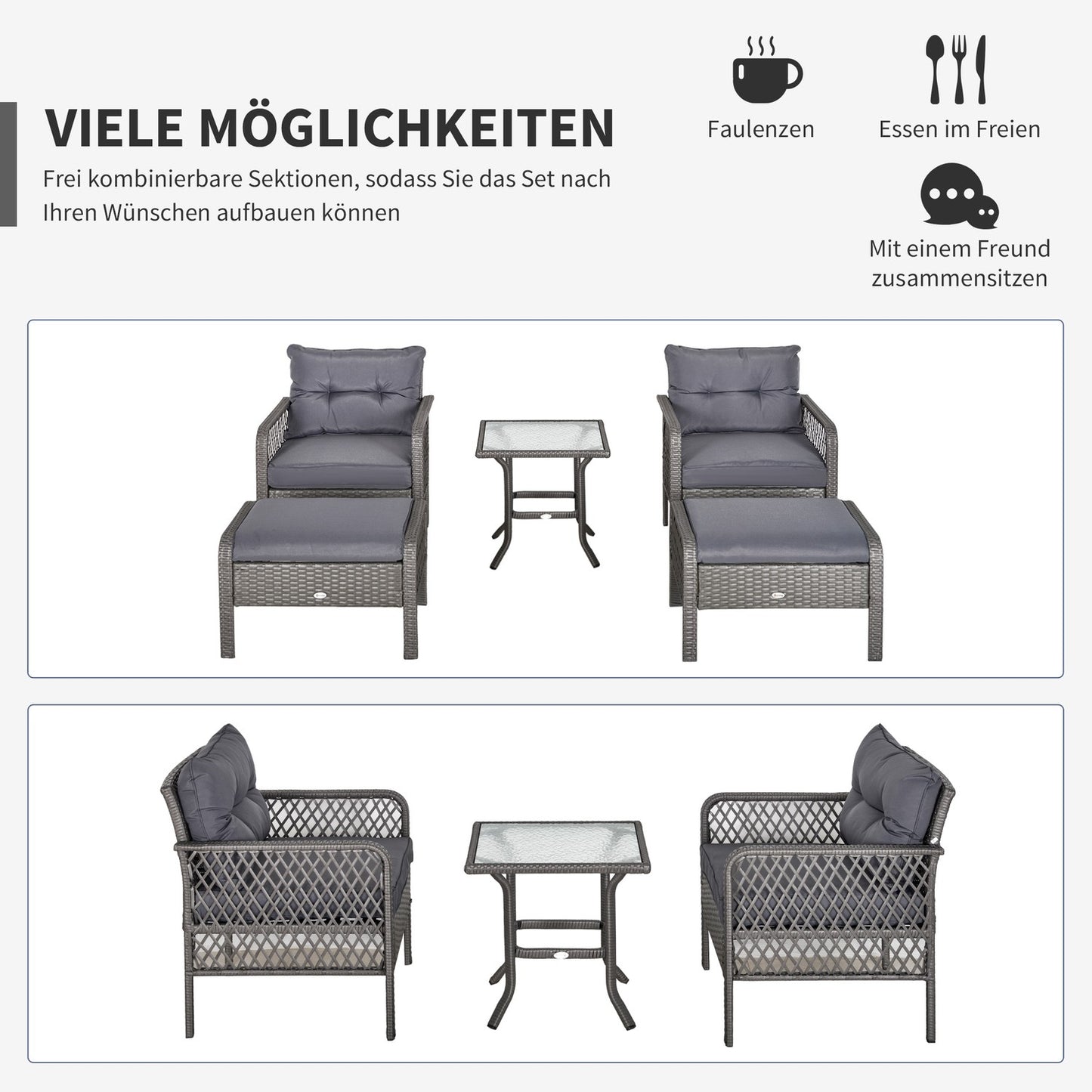 Rattan garden furniture for 4 with sofa and table