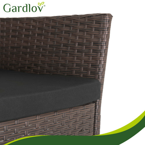 Rattan Garden Furniture Set with Cushions and Glass Table