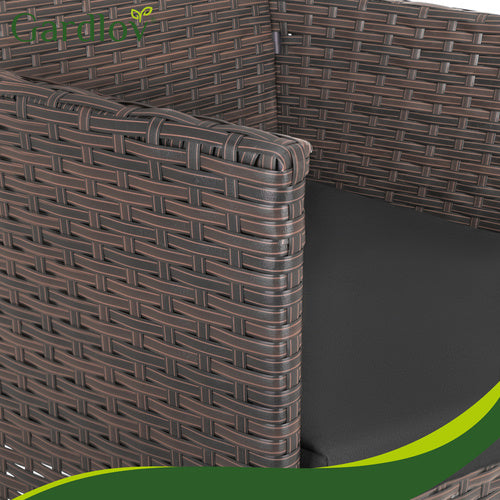 Rattan Garden Furniture Set with Cushions and Glass Table