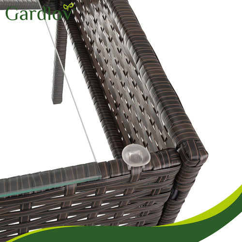 Rattan Garden Furniture Set with Cushions and Glass Table