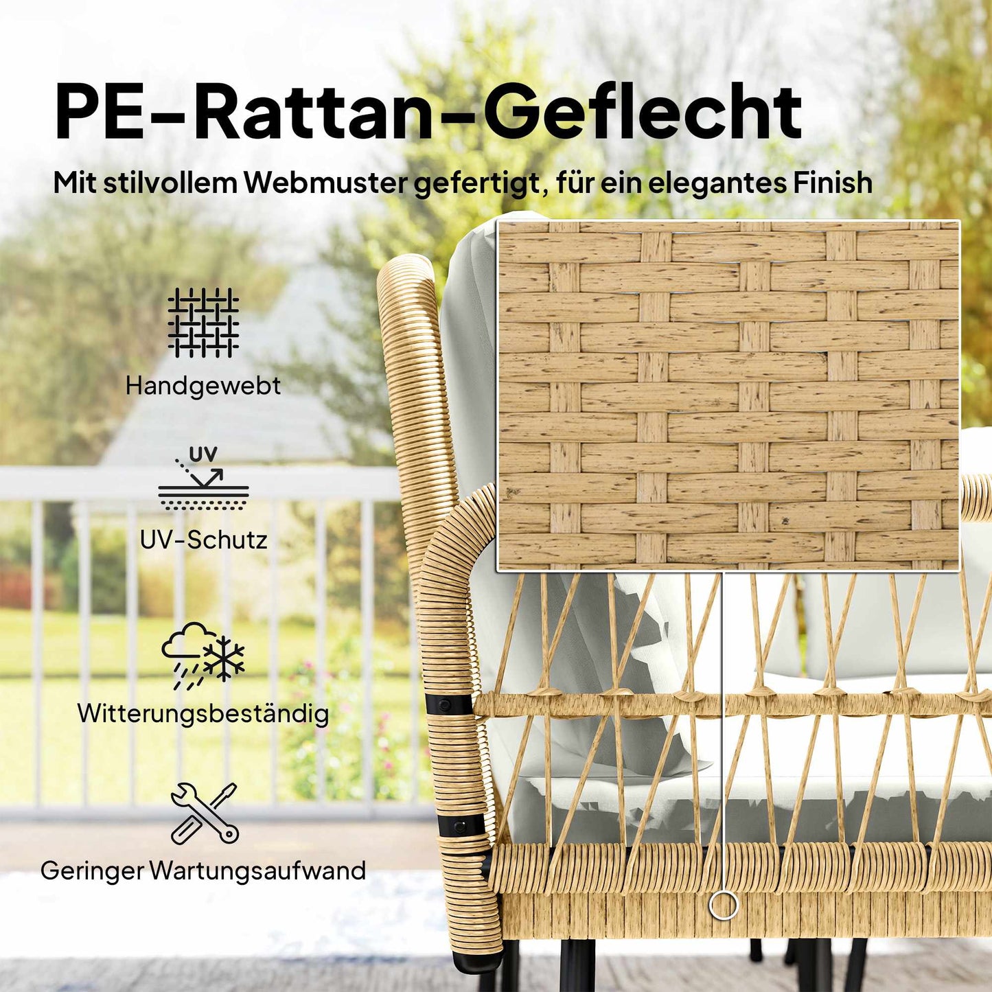 Rattan Garden Furniture Set with Sofa and Table