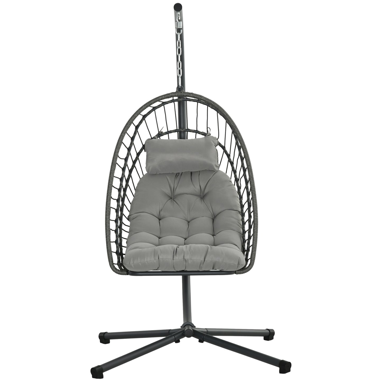 Rattan hanging chair with cushion - indoor/outdoor use