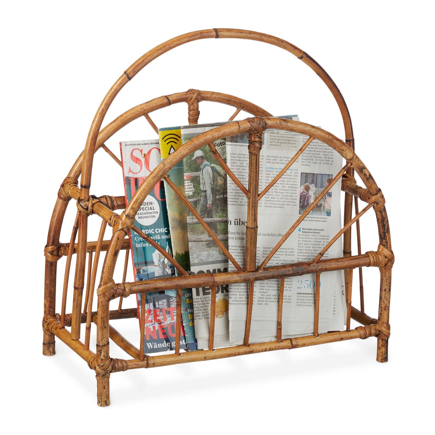 Rattan Newspaper Rack – 2 Compartments, Natural Charm